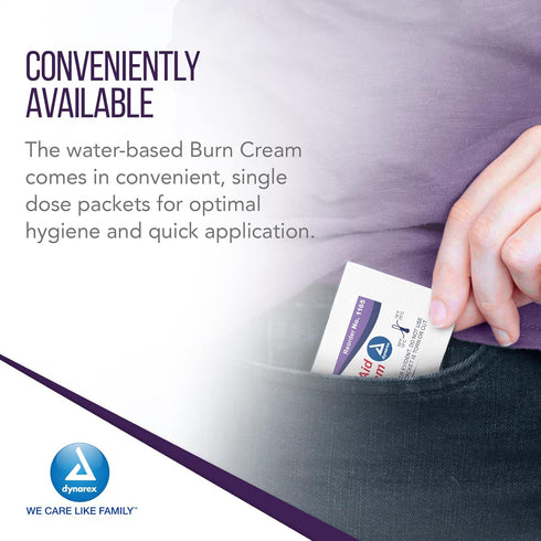Dynarex First Aid Burn Cream - Burn Ointment For Minor Cuts, Wounds, Burns - Single Dose Water-Based Formula with Benzalkonium Chloride - For Medi...