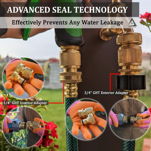 Heavy Duty Water Hose Quick Connect Fittings (Premium Brass for Superior Durability), Quick Release Hose Connector, Fit for 3/4" Gardening Hoses, ...