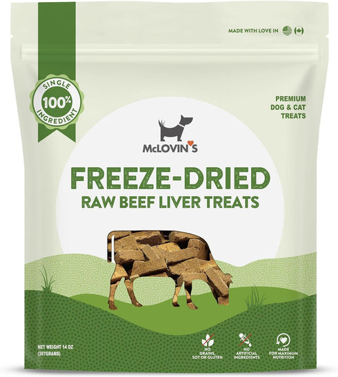 McLovin's Pet Freeze Dried Raw Beef Liver Dog Treats, 14 oz. - Single Ingredient, Grain-Free, Gluten-Free, High-Protein Treat – Healthy Dog Traini...