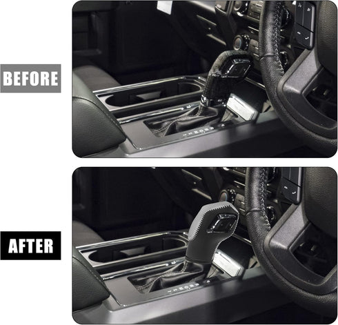 X AUTOHAUX Car Faux Leather Black White Gear Shift Knob Cover for Ford Focus 2012-2018 Escape 2013-2019 Fusion 2013-2016 Fiesta Transit Van White ...