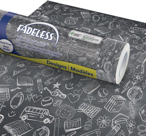 Fadeless Bulletin Board Paper, Fade-Resistant Paper for Classroom Decor, 48” x 12’, School Doodles, 1 Roll...