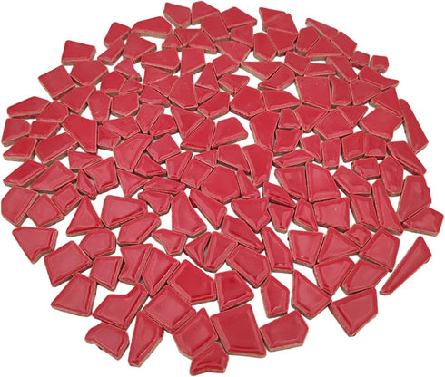 200g Ceramic Mosaic Tiles for Crafts,Irregular Stained Ceramic 0.2"x0.8" Porcelain Mosaic Tiles for Home Decoration (Red)...