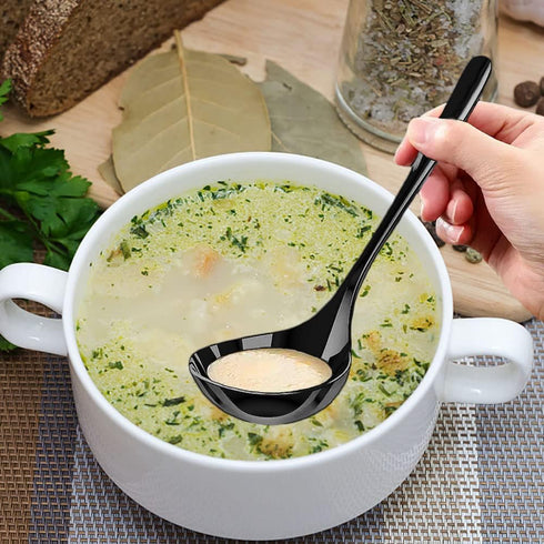6 PCS Stainless Steel Serving Utensils, Large Serving Spoons Slotted Spoons, Forks, Ice Suger Tongs, Cake Server, Soup Ladle, Metal Utensils Set G...