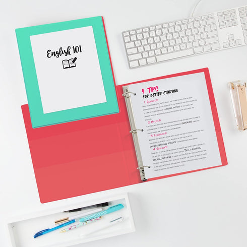 Avery Heavy-Duty Dual Color 3 Ring Binder, 1/2 Inch Slant Rings, Mint/Coral View Binder (17881)...