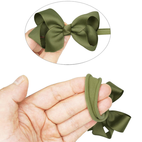 CellElection 25 Colors Baby Girls Headbands 3Inch Grosgrain Ribbon Small Hair Bows Nylon Headbands Soft Stretch Nylon Hairbands Elastics for Newbo...