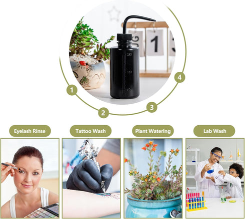 Melphoe Tattoo Wash Bottle Squeeze 3Pcs 250ml Squirt Bottle Succulent Watering Can, Safety Rinse Bottle, Plastic Squeeze Medical Lab Washing Bottl...