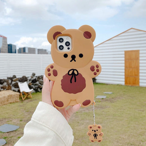 Yatchen Bear Case Compatible with iPhone 13 Pro Max,Kawaii Phone Cases Cute 3D Cartoon Teddy Bear with Keychain Women Girls Soft Silicone Shockpro...