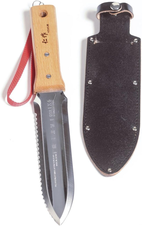 Nisaku NJP651 Hori Weeding & Digging Knife-Hardened HRC58 Edition, Authentic Tomita (Est. 1960) Japanese Stainless Steel, 7.25" Blade, Wood Handle...