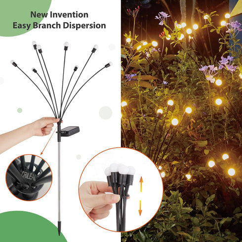 8LED Solar Powered Firefly Lights,Solar Lights Outdoor Waterproof,Starburst Swaying Solar Firefly Lights, Solar Garden Lights for Path Landscape O...