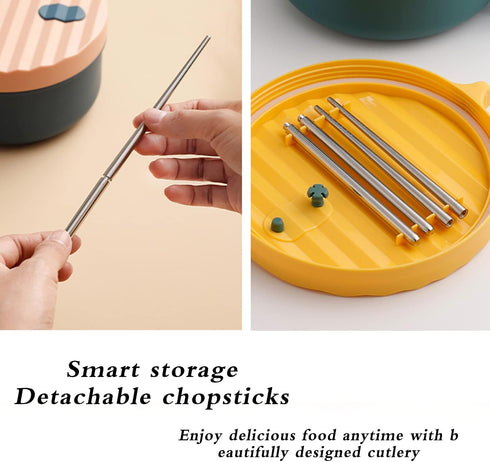 Microwave Ramen Bowl Ramen Cooker with Handles Noodle Bowls with Lid and Chopsticks Dishwasher Safe for Home Office College Dorm Room(Yellow & Gre...