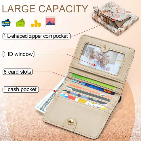 APHISON Womens Wallet, Slim Small Wallet for Women RFID Wallet Women Cartoon Microfiber Leather with ID Credit Card Holder Zipper Coin Pocket Bifo...