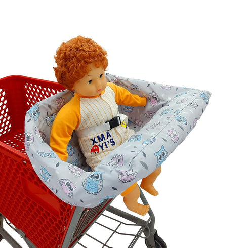 Pozico Shopping Cart Cover for Baby or High Chair Cover,Baby Shopping Cart Cover Machine Washable/Free Portable Cloth Bag-Owl...