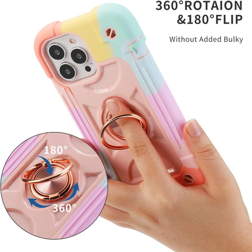 MARKILL Compatible with iPhone 13 Pro Max Case 6.7 Inch with Ring Stand, Heavy-Duty Military Grade Shockproof Phone Cover with Magnetic Car Mount ...