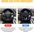 Car Steering Wheel Cover, Universal 15 inch Microfiber PU Leather Steering Wheel Protector, Elastic Breathable Anti-Slip Steering Accessories, Car...