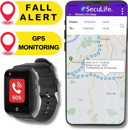 SOS Smartwatch for Seniors - Fall Alert, Medical Monitoring, Life Alert Emergency Panic Button, Assistive Speaker & Phone Medical Alert System, Bu...