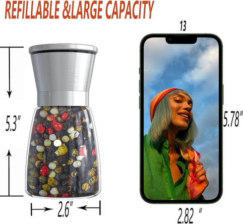Original Stainless Steel Salt or Pepper Grinder - Top Spice Mill with Ceramic Blades, Brushed Stainless Steel and Adjustable Coarseness By Pepper ...