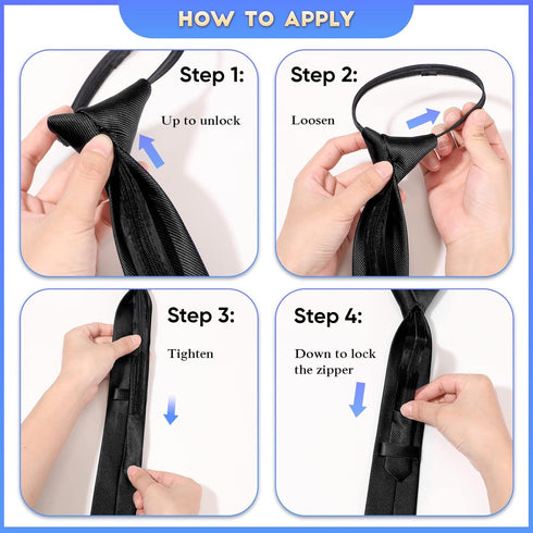 Xinnun 4 Pieces Zipper Ties for Men Adjustable Men's Neckties Zip on Tie for Men Zipper Skinny Necktie Clip on Slim Tie...