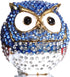 Waltz&F Diamond Light Blue Owl TrinketBox Hinged Hand-painted Figurine Collectible Ring Holder...