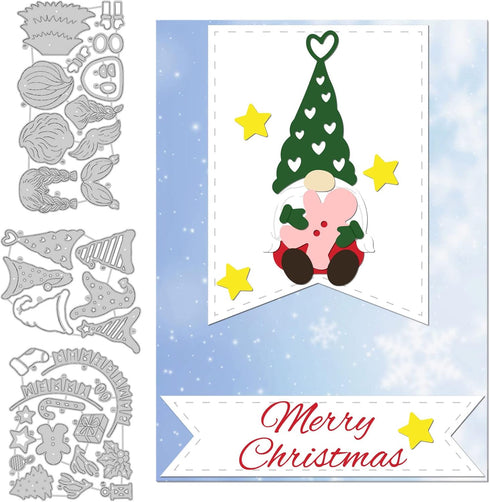 11Pcs Gnome Die Cuts Metal Dies Santa Claus Cutting Dies Gnome Embossing Stencil Creative Gnome Dies for Card Making Scrapbooking Photo Album Enve...