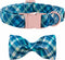 Maca Bates Blue Checkered Dog Collar with Bow Bowtie for Dogs Bows Tie Grid Summer Plaid Adjustable Breakaway Collars Accessories Birthday Gift fo...