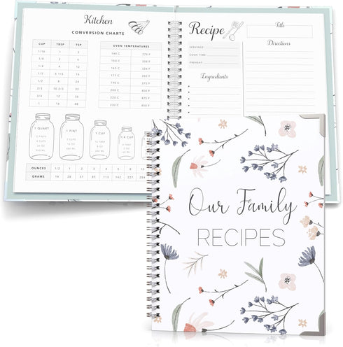 Blank Recipe Book To Write In Your Own Recipes - Family Recipe Journal to Create Your Own Cookbook - 100 Page Empty Spiral Recipe Notebook - Hardc...