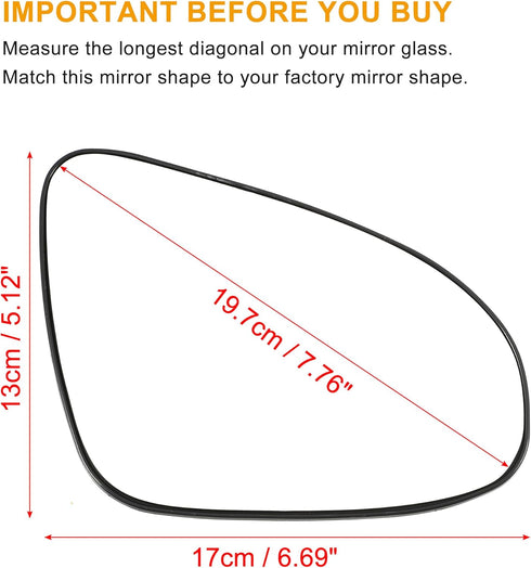 uxcell Car Right Passenger Side Heated Mirror Glass Replacement W/Backing Plate for Toyota Yaris 2014-2017 for Toyota Camry 2013-2014 2016 No.8790...