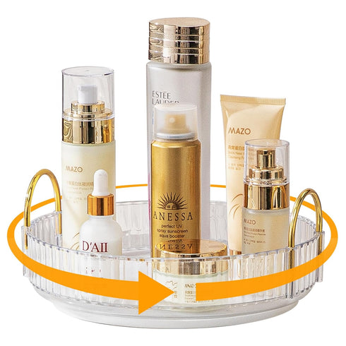 Makeup Organizer for Vanity, 360° Rotating Bathroom Organizer Countertop, High-Capacity Skincare Organizer, Spinning Cosmetics Organizer for Dress...