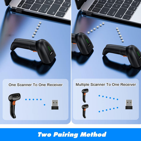 Bluetooth Wireless Barcode Scanner with Stand,Alacrity 3-in-1(Bluetooth & 2.4GHz Wireless & USB Wired) Bar Code Reader,1800mA*H Rechargeable Batte...