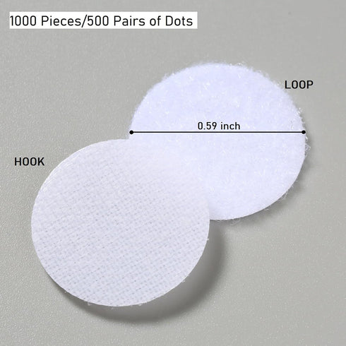 1000 Pcs (500 Pairs) 0.59inch Diameter Hook and Loop Fastener Self Adhesive Round Circle Sticky Sticker Dots for Arts and Crafts School Classroom ...