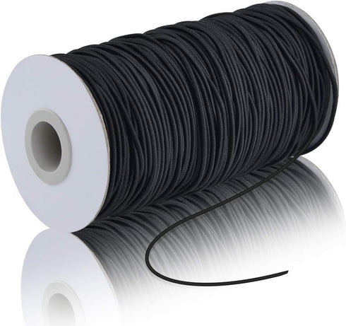 100 Yards 2 mm Elastic Cord Stretch String Elastic Fabric String Beading Cord Craft Thread for Jewelry Bead Craft Making (Black)...