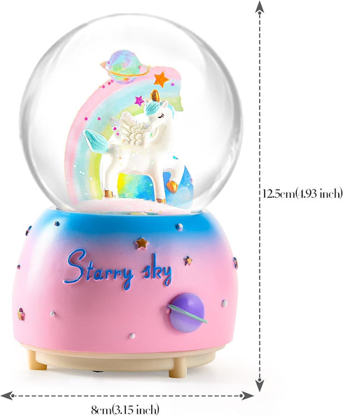 Unicorn Snow Globe for Kids, VECU Snow Globe with Music Perfect Unicorn Music Box for Girls, Granddaughters Babies Birthday ( Manual Snow Drift)...