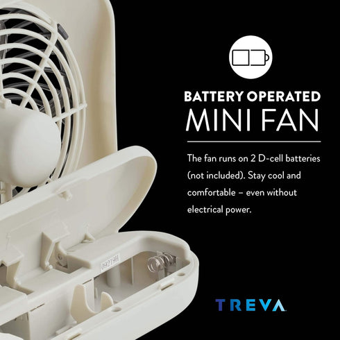 O2COOL Treva 5 Inch Battery Powered Fan Portable Desk Fan 2 Cooling Speeds with Compact Folding & Tilt Design Cubicle Accessories Small Portable (...