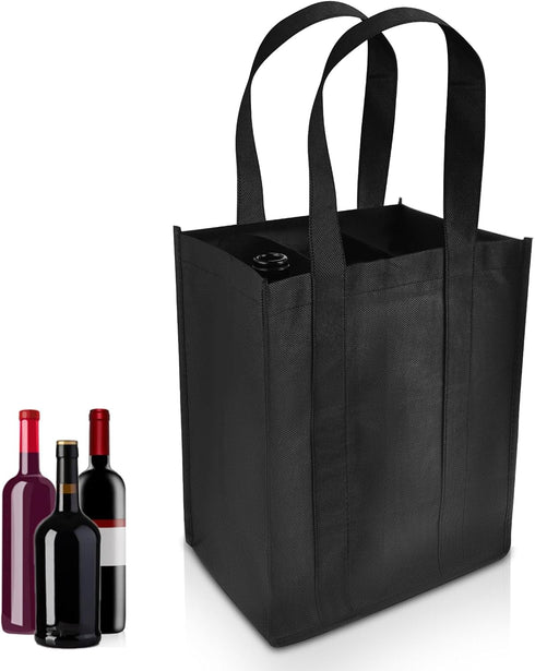Bottle Bag, Bottle Carrier Bag with 6 Compartments Dividers for Bottles, Reusable Wine Bottle Holder Bag with carry handle for Picnic, Travel, Sho...