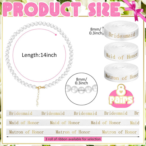 8 Set Bridesmaid Necklaces Women Pearl Necklaces Wedding Bridesmaid Proposal Gifts I Couldn't Tie a Knot Without You Wedding Brides Bridesmaids Je...