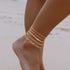 Gold Ankle Bracelets for Women, 14K Gold Anklets for Women Waterproof Snake Figaro Cuban Link Chain Anklets Set Chunky Thin Layered Dainty Anklet ...