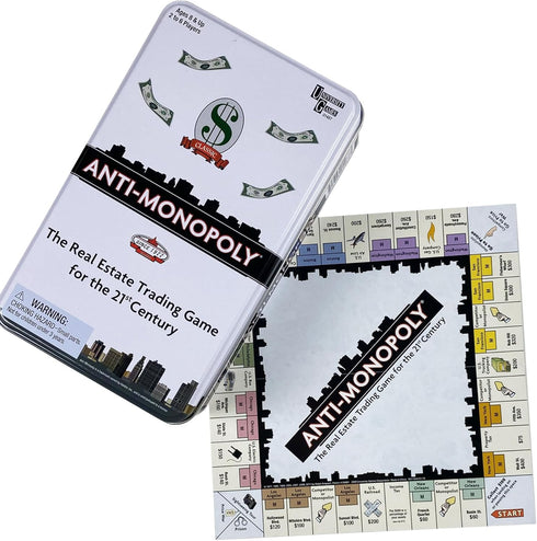 Anti-Monopoly Game Tin Travel by University Games |The Real Estate Trading Game for the 21st Century | Fun, Challenging Game in Travel Tin | For A...