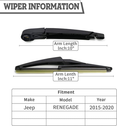 Rear Wiper Arm Blade Nut for Replacement for Jeep Renegade 2015-2021,Rear Wiper Cover Accessories Assembly, Wiper Cap Set for Back Windshield Wind...
