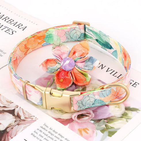 Beirui Cute Girl Dog Collars for Female Dogs, Floral Dog Collar with Spring Flower Patterns, Soft Pet Collars for Small Medium Large Dogs(Colorful...