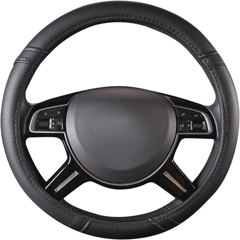 Car Pass Classical Leather Automotive Universal Steering Wheel Covers,Universal Fit for Suvs,Trucks,Sedans,Cars,Vans,14.5-15inch Anti-Slip Safety ...
