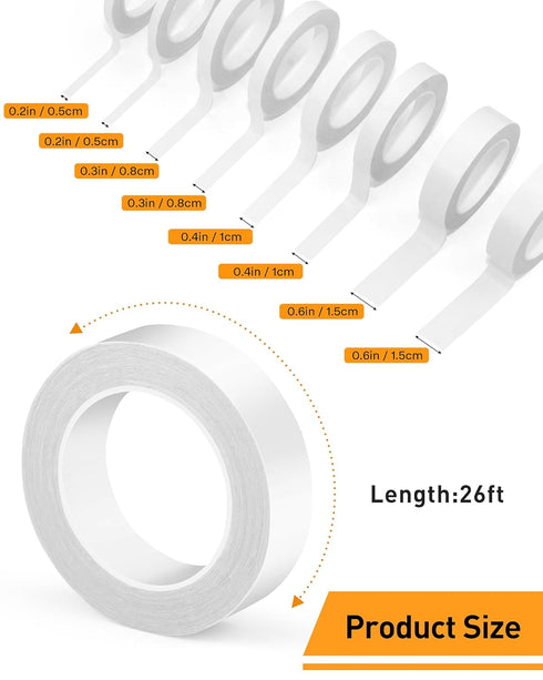 8 Roll Multi-Size Thin Double-Sided Tape for Crafts, Arts, Scrapbooking, Photography, Paper Backing, Tear-by-Hand, Office School Supplies, 8 Roll ...