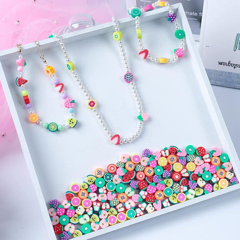 100pcs Mixed Fruit Spacer Beads Color Polymer Clay Beads, for DIY Jewelry Bracelet Earring Necklace Craft Making Supplies...