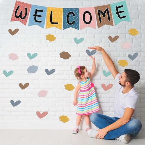 57pcs Boho Rainbow Welcome Banner Welcome Bulletin Board Set for Classroom Decoration Back to School Supplies...