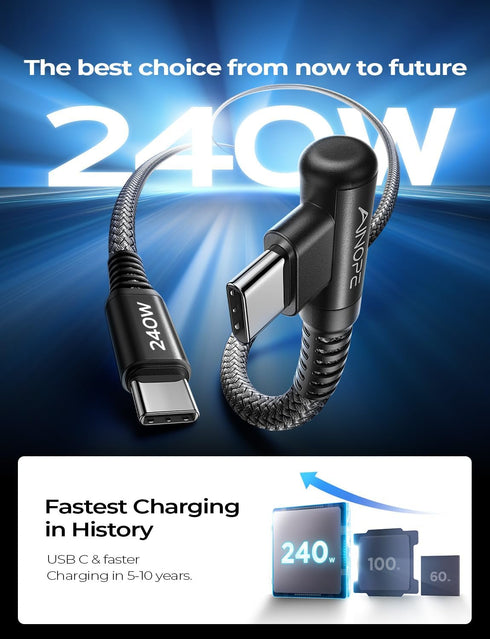 AINOPE 240W USB C to USB C Cable 6.6ft, C to C Type Fast Charging Cable for MacBook&iPad Pro, Samsung S23/22/21/20, Black...