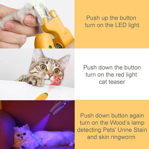 Cats Nail Clipper Trimmer with LED Light Grooming Tools for Pets Wood's Lamp...