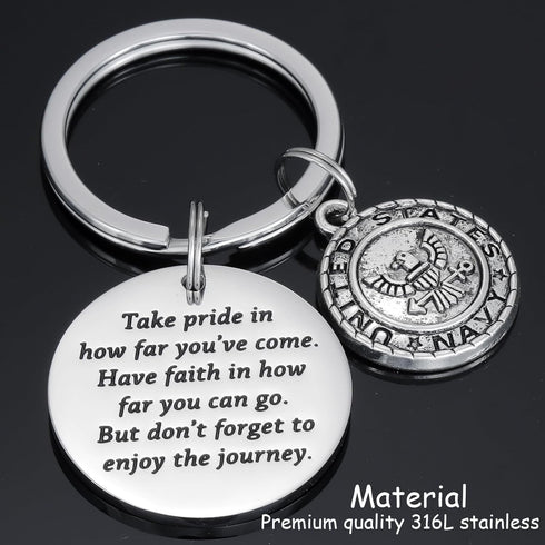 Kivosliviz Navy Keychain Gifts for Men In Military Deployment BF Graduation Inspirational Us Navy Keychain...