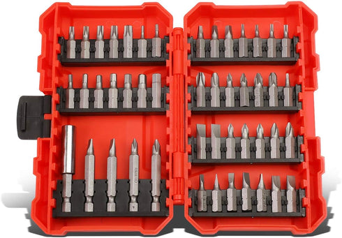 DNA Motoring TOOLS-00080 47 Piece CRV Magnetic Bit Holder & Set, 60mm Extension Bar Bit Set with Durable Case, 1 Kit, Red...