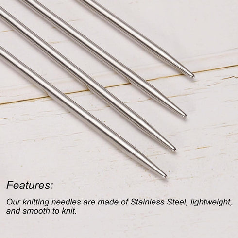 uxcell 2 Pairs Knitting Needle Set, 2.0mm Diameter 9.84 Inches Length Stainless Steel Double Pointed Sweater Needles for Handmade Projects DIY Kni...