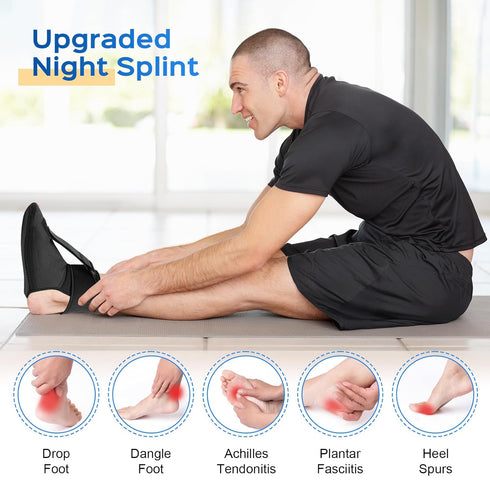 Plantar Fasciitis Night Splint-which Supportive Foot Brace with Arch Cushion for Plantar Fasciitis, Achilles Tendonitis, Foot Drop & Heel Spur Pai...