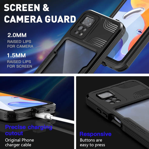AICase for Redmi Note 11 Pro Case, Waterproof, for Xiaomi Redmi Note 11 Pro 5g Case Clear with Built-in Screen Protector...