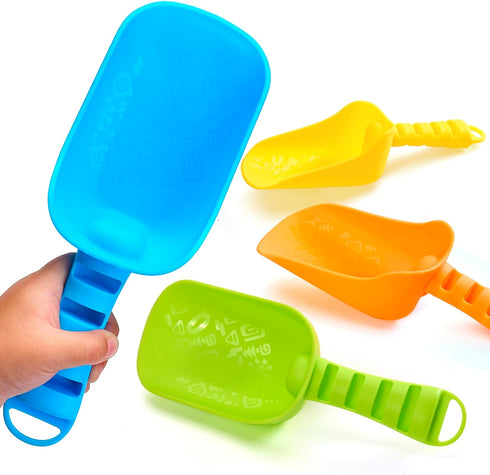 Sloosh Beach Sand Shovels for Kids - 4 Packs Shovels Colorful Scoops Travel Sand Toys for Toddlers Kids Outdoor Digging Play, Heavy Duty Plastic G...